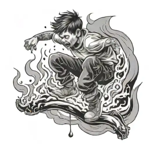 Boy Jumping Over Fire Going