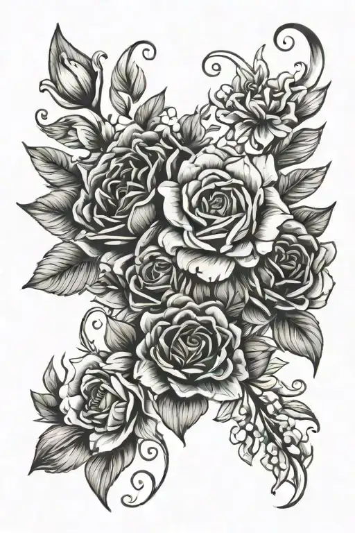 Floral Bouquet Birth Flower Intertwined