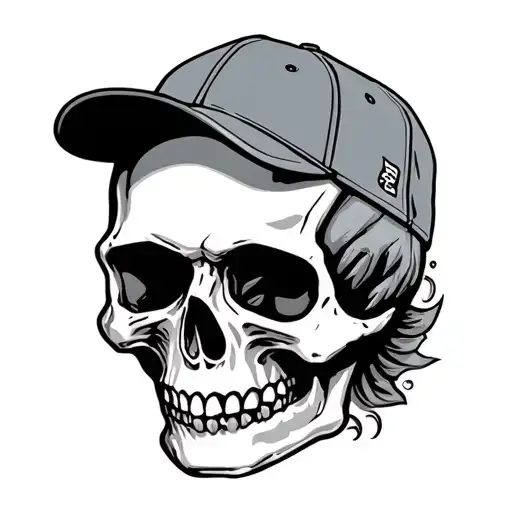 Skull With Baseball Cap