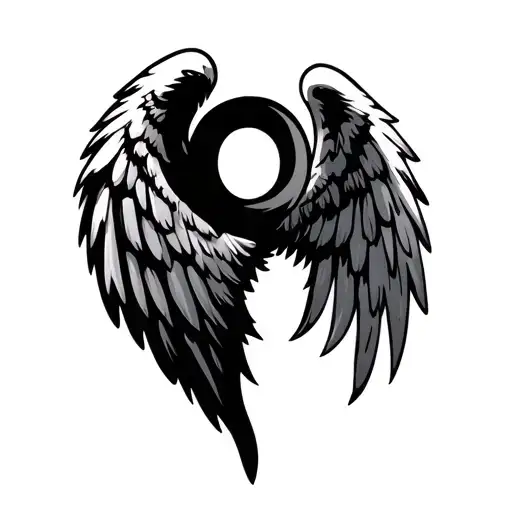 Semicolon With Digital Angel Wing To Oneside Symbolizing Running
