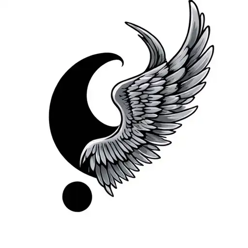 Semicolon With Circuit Angel Wing To Oneside Symbolizing Running