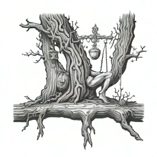 Libra On Tree Trunk