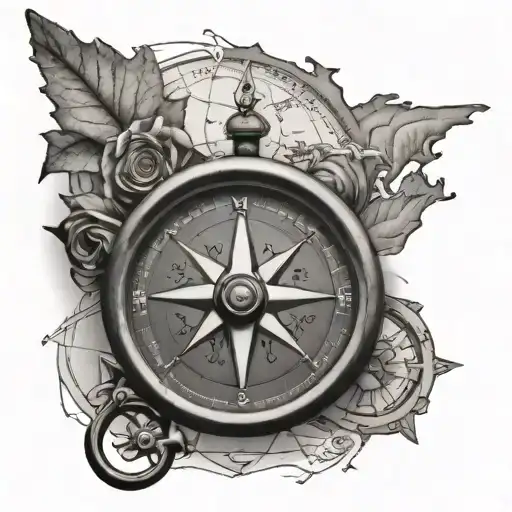 Compass With Map Symbolizing