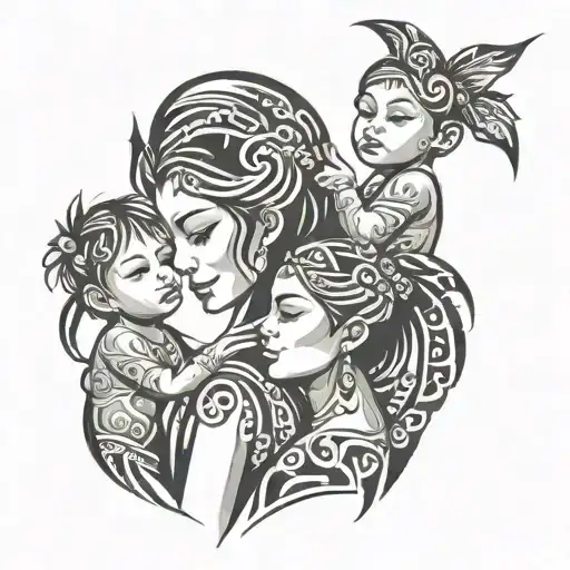 Mother And Kids Tribal
