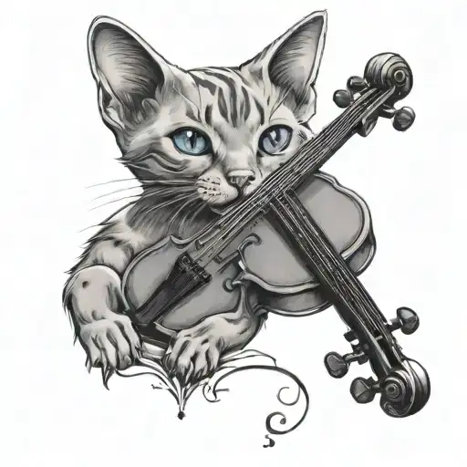 Russian Blue Cat Violin Clef