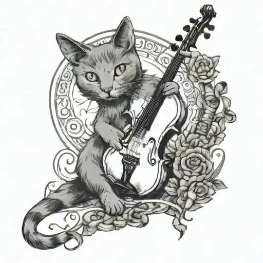 Russian Blue Cat Violin Clef 1984 Year Born