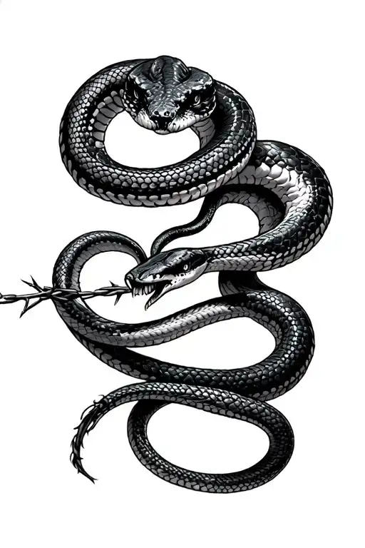 Full Arm From Shoulder To Wrist With A Snake And Some Barbwire