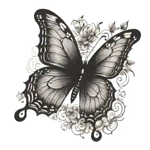 Black Butterfly With Long Wing In The Bottom And The Top Wing Is Short