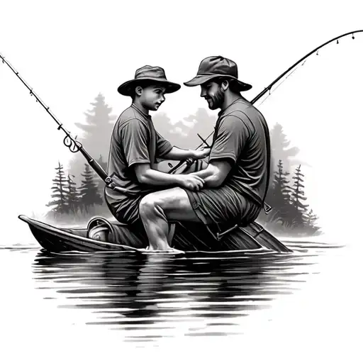 Father Son Fishing Scene