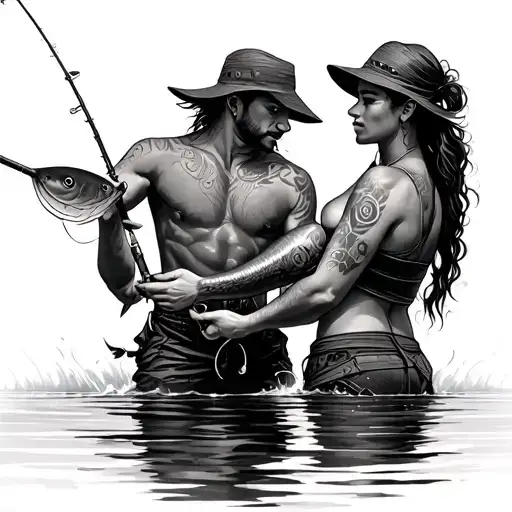 2 People Fishing Tribal