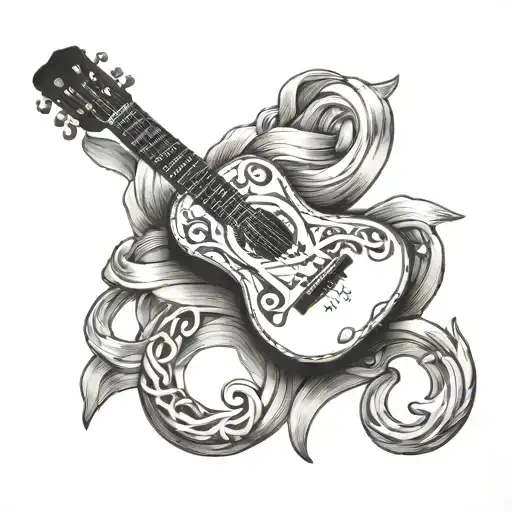 Acoustic Guitar And A Anchor Entwined