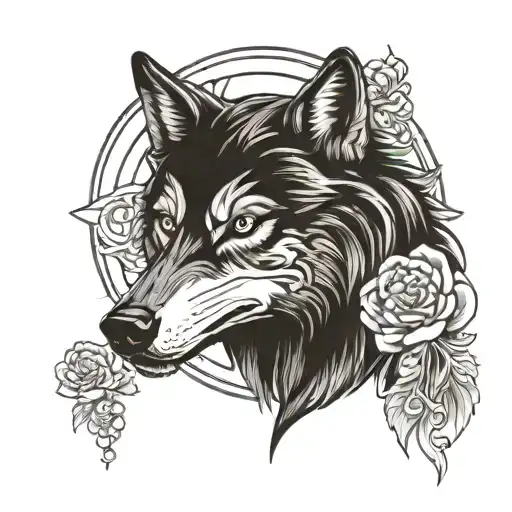 Wolf And Japan Style Black