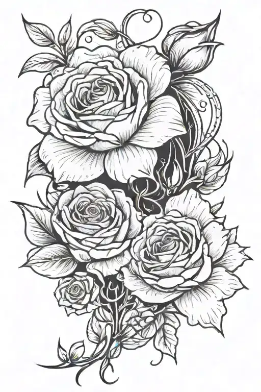 Honeysuckle Flower And Rose Blooming Flower