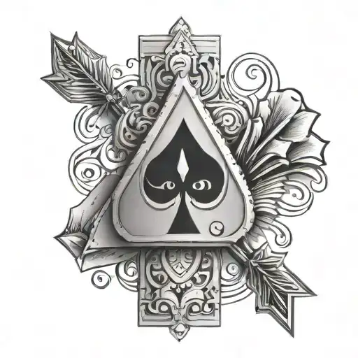 Ace Playing Card Pierced By An Arrow