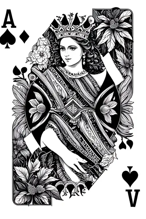 Queen Playing Card With Nature Scene