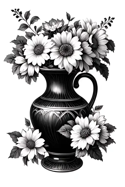 Vase With Exterior Flowers Sorting And Drawing Italian Style Vase