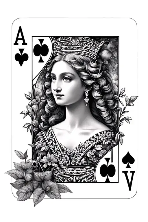 Queen Playing Card With Nature Scene Coming Out Of The Card