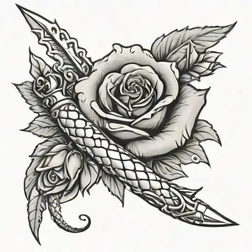 Rose With Dagger And Snake