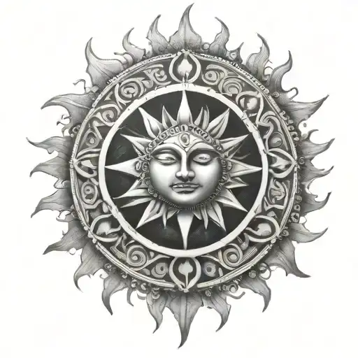 Ahura Mazda And The 21-Pointed Sun