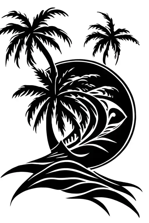 Sun Wave Palm Tree Tribal Design Inspired