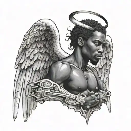Black Man Angel Holding