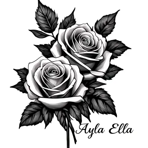 Design 2 Rose Flowers With Ayla And Ella Names Incorporated