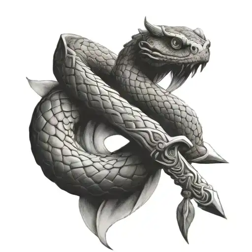 Snake Wrapped Around Viking Sword