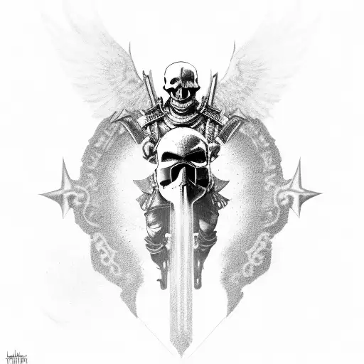 Skull Knight On His Horse With An Ethereal Background