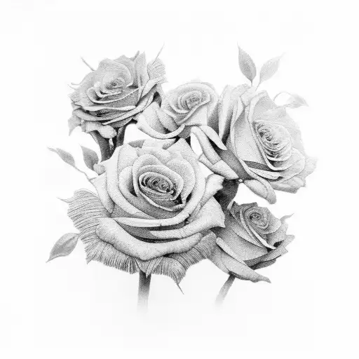 A Realistic Black And Grey Portrait Of Your Children Surrounded By A Bed Of Blooming Flowers