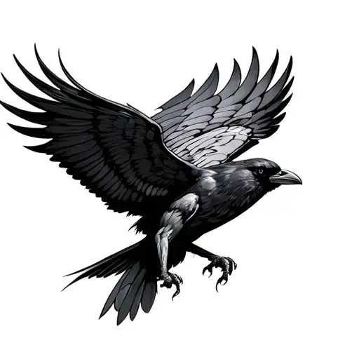 Crow Spreading Its Wings