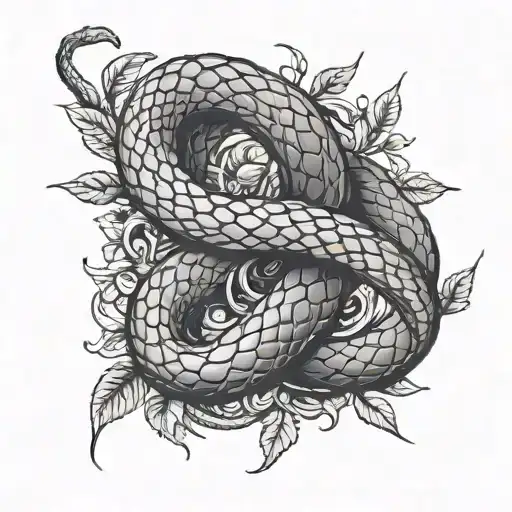 Black Evil Snake Entwined With A Cocoa Tree Branch