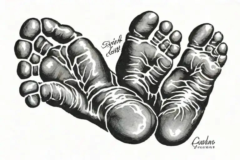 Baby Footprint And Handprint Name Written