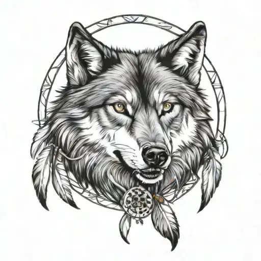 Wolf Comanche Dream Catcher
