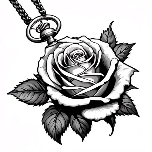 Rose With A Pocket Watch Neo Trad
