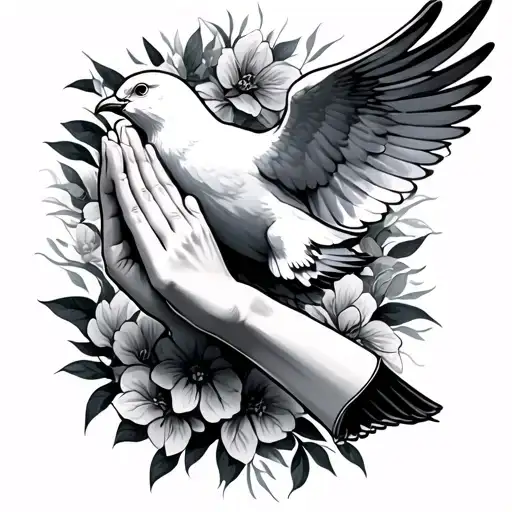 Praying Hands With Dove