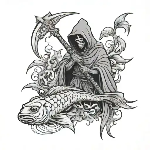 Grim Reaper Protecting Fish