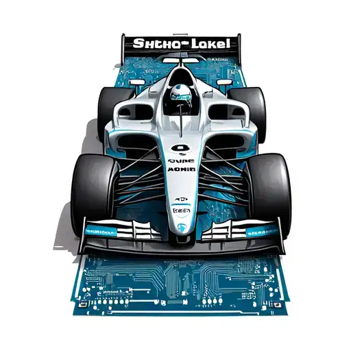 F1 Car And Spa Circuit Board Design Featuring