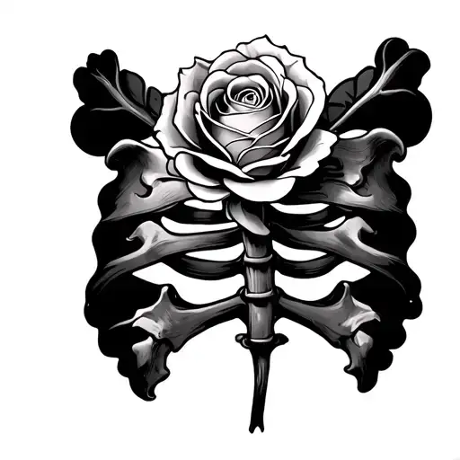Rose Growing On Ribs Bone