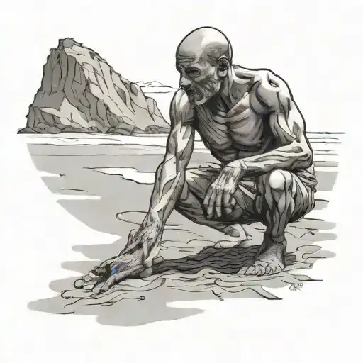 Create A Tattoo Of A Man On A Beach In The Eastern Cape The Man Must Be Standing Feet In Sand