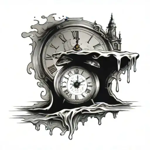 Clock Melting Over A Table