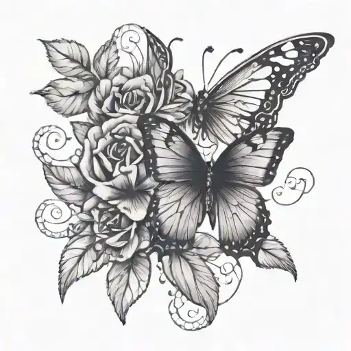 Violet And Butterfly Surrounded Fine Line