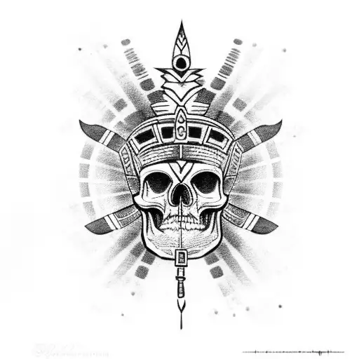 Aztec Skull With Headdress