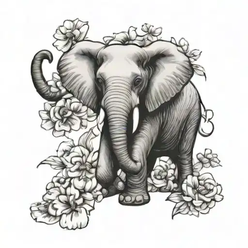 Elephant Holding Flowers