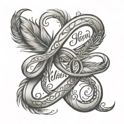 Closed Infinity Symbol With Name Helen And 1010 And Feather