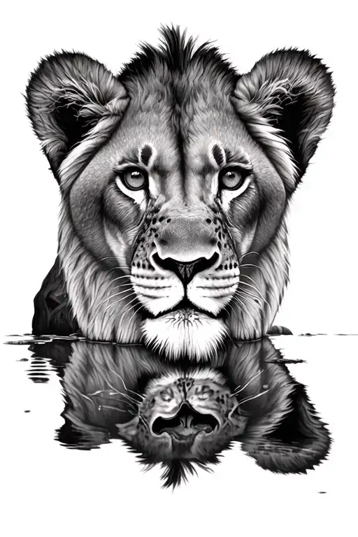 Baby Lion Looking In A Reflection And Sees His Desd Dad