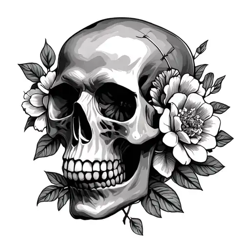 Skull Flowers Blooming