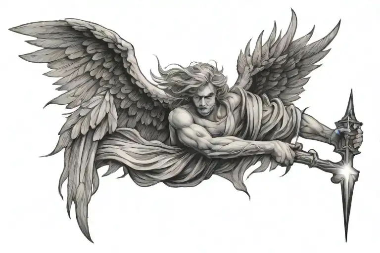 Angel Holding Lightning Sand Where There Is Lightning Coming In The Wand