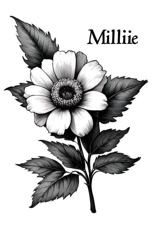 Word Name Millie With A Flower For Men
