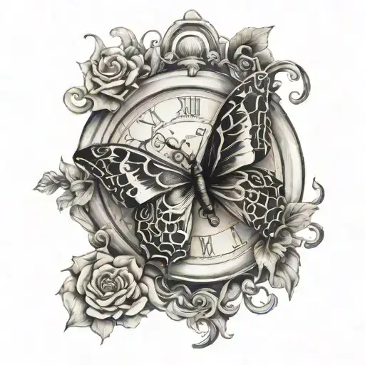 Butterfly With Clock Melting