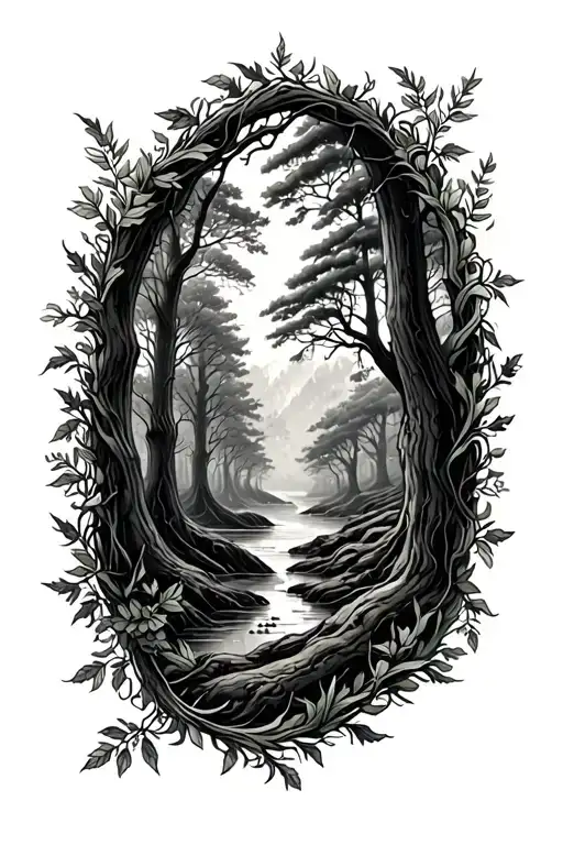 Forest With Vines Around Edges Lower Arm Sleeve